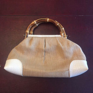 Ann Taylor LOFT Straw Purse  - White and Tan